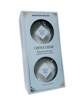 ALDI Kirkton House Ribbed Blue Glass Candle 2 Pack Coffee Creme Scent 2.47oz New